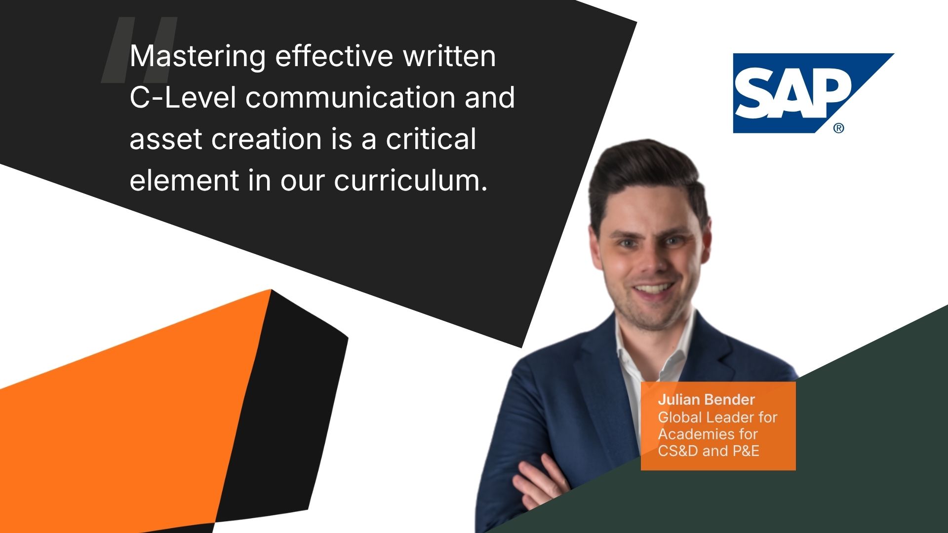 Julian Bender from SAP Academy for Customer Success discussing executive writing and proposal communication training delivered with Sales Engine